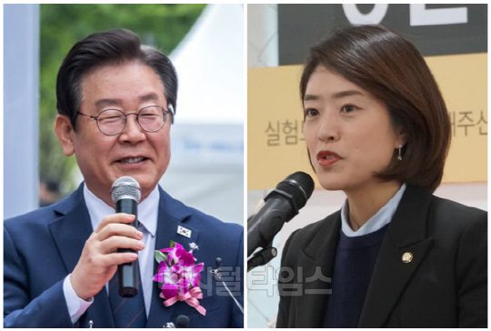 이재명(왼쪽) 더불어민주당 대표와 고민정 민주당 최고위원. <디지털타임스 이슬기 기자, 디지털타임스 DB>